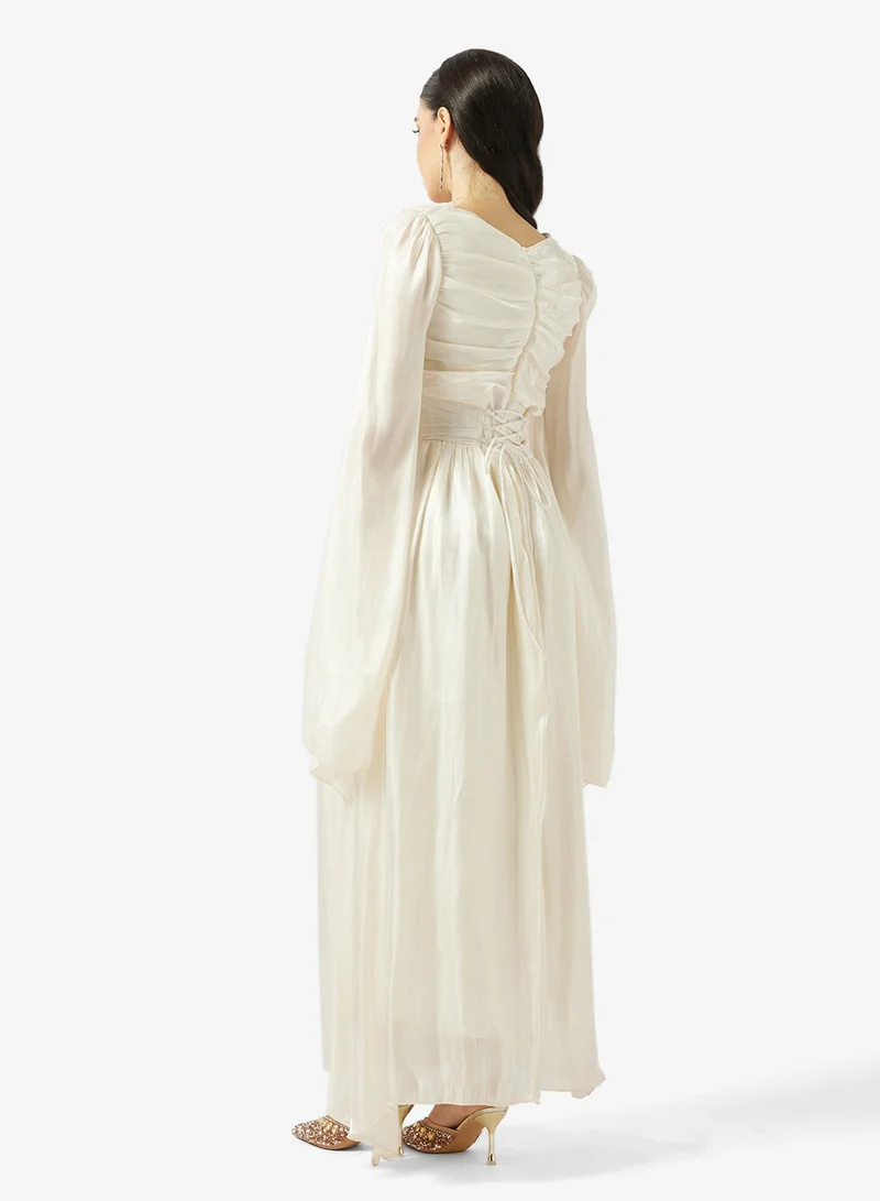 خزانة Drape Dress With Slit Sleeves